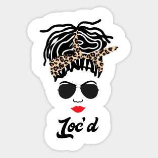 Loc'd Black Woman Leopard Print Bandana Sticker